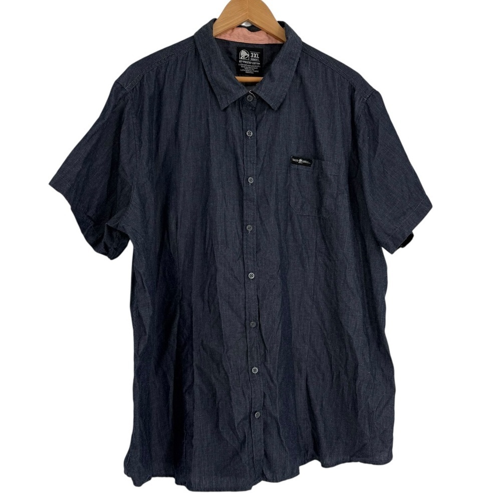 Taco Bell Employee Uniform Button Up Shirt Blue Size 3XL Short Sleeve Chambray